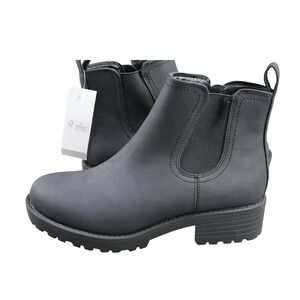 Buffalo David Bitton Boots Womens Size 8 Black Chelsea Ankle Zip Faux Leather